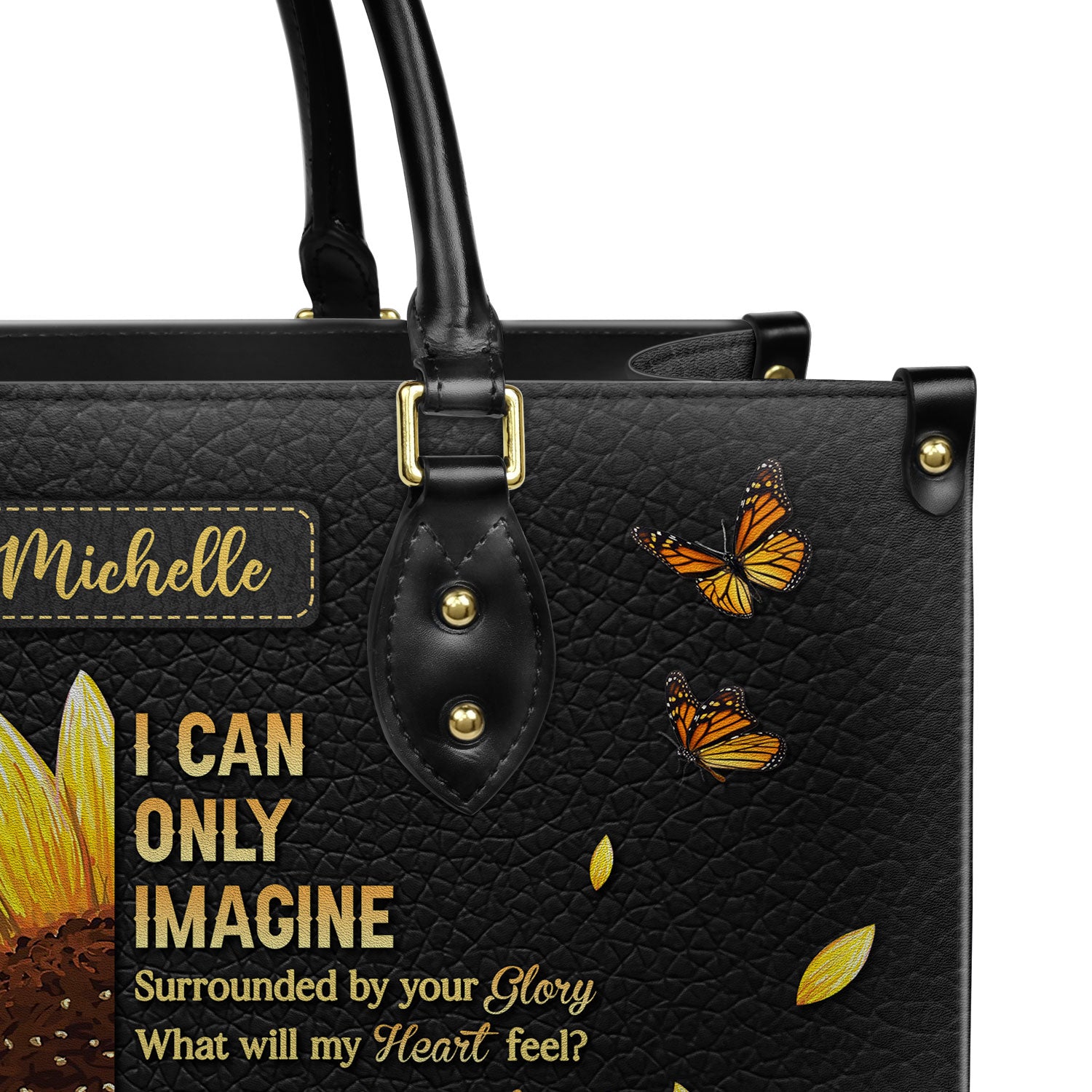 Mom I Love You My Eternal Sunshine, Personalized Mom Daughter Sunflower Leather Bag