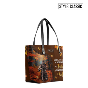 A Child Of God A Woman Of Faith A Warrior Of Christ HTRZ24100315QA Leather Tote Bag