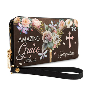 Amazing Grace 2 Cor 12 9 NNRZ120723250 Zip Around Leather Wallet