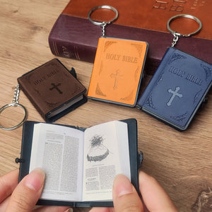 Miniature Leather Bible Keychain