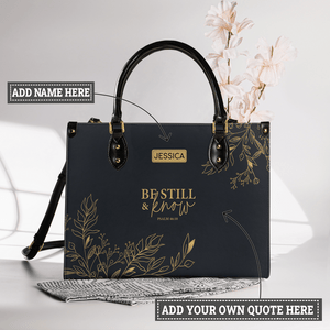 Faith Elegant Flower Custom Quote HHRZ30059421QB Leather Bag