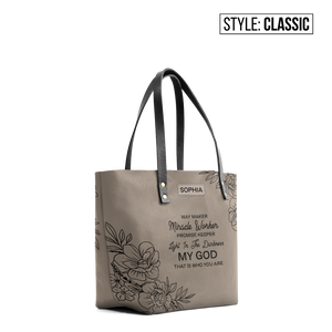 Faith Floral Custom Quote TTRZ26107462TJ Leather Tote Bag