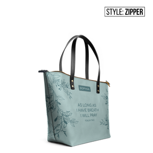 Faith Flower Leaf Custom Quote TTRZ26108191ZZ Leather Tote Bag