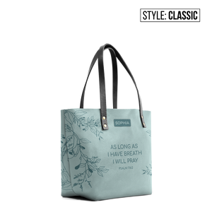 Faith Flower Leaf Custom Quote TTRZ26108191ZZ Leather Tote Bag