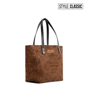 Faith Flower Pattern Custom Quote TTRZ26101183YN Leather Tote Bag