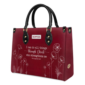 Faith Poppy Flower Custom Quote HHRZ30059053IH Leather Bag