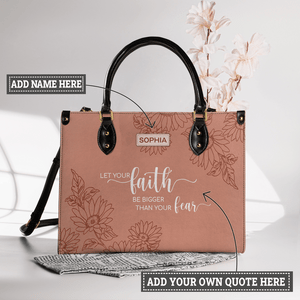 Faith Sunflower Custom Quote HHRZ31050156XA Leather Bag