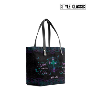 God Is Within Her She Will Not Fall Psalm 46 5 Mandala Style TTRZ01118121IK Leather Tote Bag