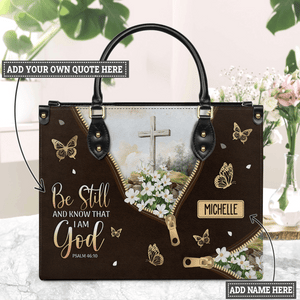 Faith Butterfly Flower Custom Quote HHRZ22019779RQ Leather Bag