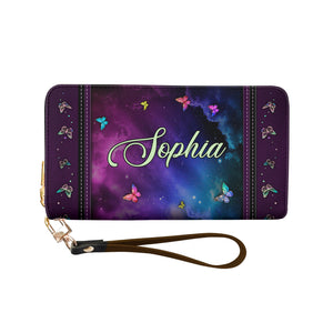 I Can Do All Things Through Christ Philippians 4 13 Butterfly Galaxy NNRZ06037828RN Zip Around Leather Wallet