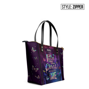 I Can Do All Things Through Christ Philippians 4 13 TTRZ24105707NX Leather Tote Bag