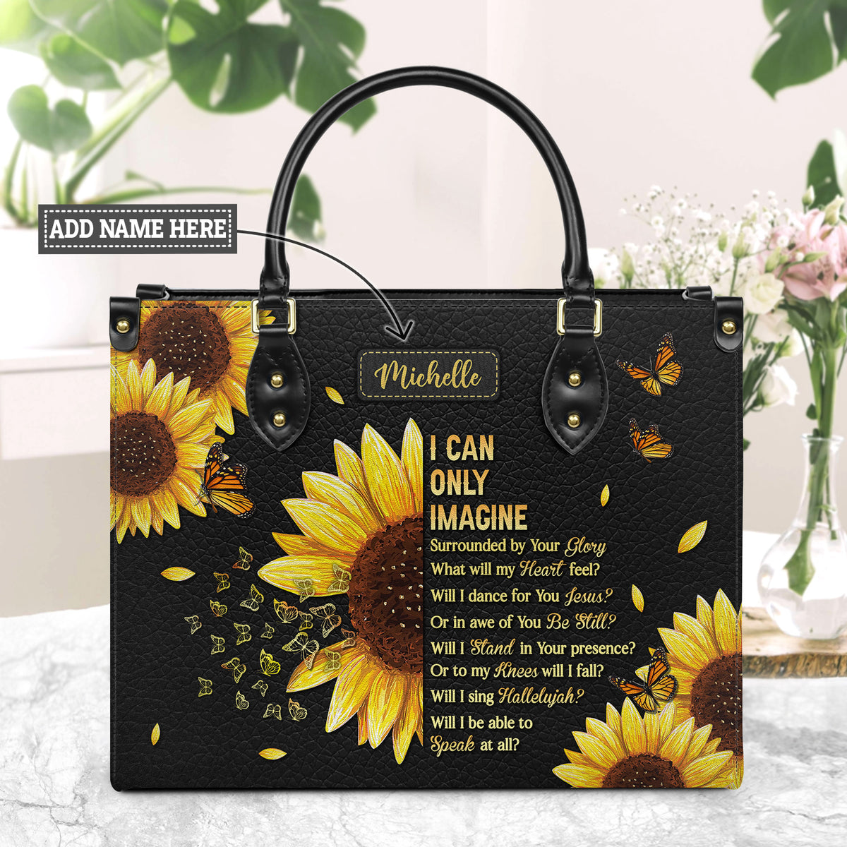 Sun Flower Tote Bag, Handmade Sunflower tote bag, 100% Cotton | Mysite
