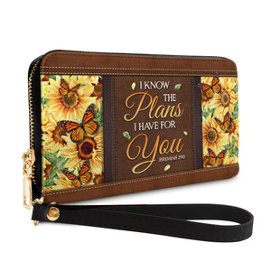 I Know The Plans I Have For You Jeremiah 29 11 Sunflower Butterfly NNRZ06035450QW Zip Around Leather Wallet