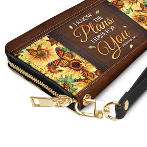 I Know The Plans I Have For You Jeremiah 29 11 Sunflower Butterfly NNRZ06035450QW Zip Around Leather Wallet