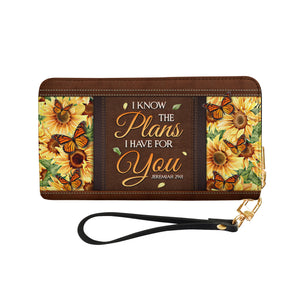 I Know The Plans I Have For You Jeremiah 29 11 Sunflower Butterfly NNRZ06035450QW Zip Around Leather Wallet