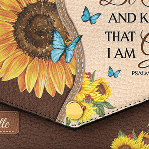 Be Still And Know That I Am God Psalm 46 10 Sunflower Butterfly NNRZ30078020JY Envelope Chain Crossbody Bag