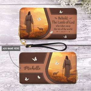 Behold The Lamb Of God Who Takes Away The Sin Of The World John 1 29 NNRZ27030165PK Zip Around Leather Wallet