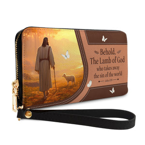 Behold The Lamb Of God Who Takes Away The Sin Of The World John 1 29 NNRZ27030165PK Zip Around Leather Wallet