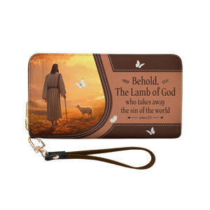 Behold The Lamb Of God Who Takes Away The Sin Of The World John 1 29 NNRZ27030165PK Zip Around Leather Wallet