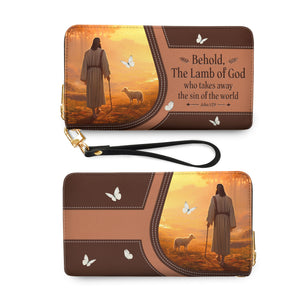 Behold The Lamb Of God Who Takes Away The Sin Of The World John 1 29 NNRZ27030165PK Zip Around Leather Wallet