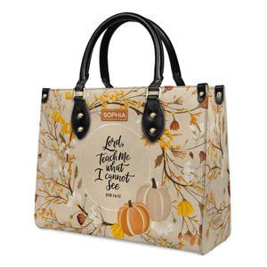 Faith Autumn Flowers Leaves Custom Quote HHRZ03075292KY Leather Bag