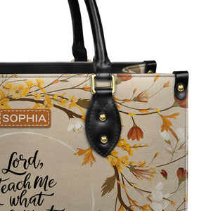 Faith Autumn Flowers Leaves Custom Quote HHRZ03075292KY Leather Bag