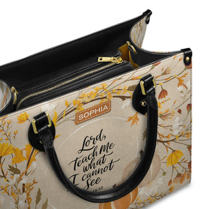 Faith Autumn Flowers Leaves Custom Quote HHRZ03075292KY Leather Bag