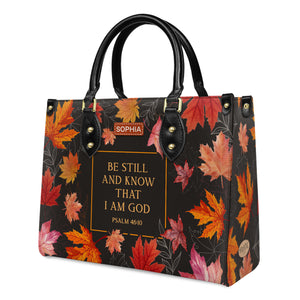 Faith Autumn Maple Leaves Custom Quote HHRZ03076354TW Leather Bag