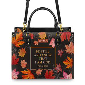 Faith Autumn Maple Leaves Custom Quote HHRZ03076354TW Leather Bag