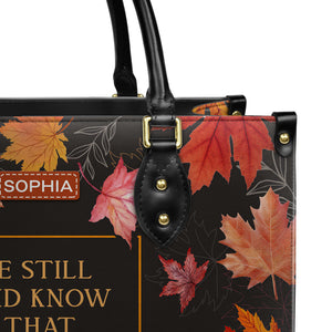 Faith Autumn Maple Leaves Custom Quote HHRZ03076354TW Leather Bag