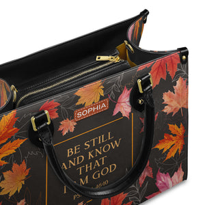 Faith Autumn Maple Leaves Custom Quote HHRZ03076354TW Leather Bag