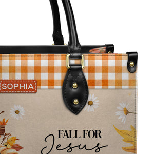 Faith Fall Cross Pumpkins Custom Quote HHRZ03078985JO Leather Bag