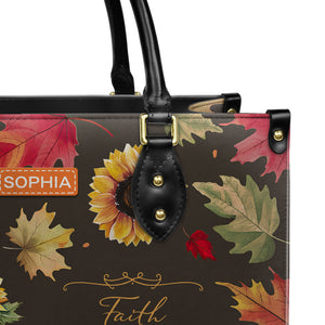 Faith Fall Leaves Floral Custom Quote HHRZ03074937DX Leather Bag