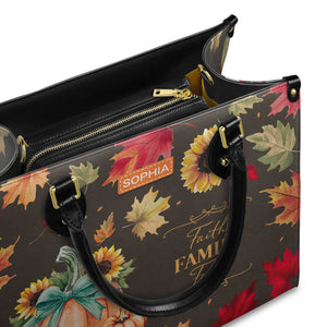 Faith Fall Leaves Floral Custom Quote HHRZ03074937DX Leather Bag