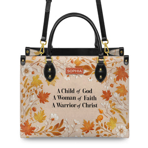 Faith Fall Pattern Custom Quote HHRZ03077388WT Leather Bag