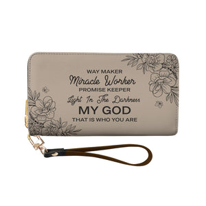 Faith Floral Custom Quote NNRZ02074731CR Zip Around Leather Wallet