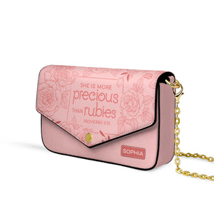 Faith Pink Flower Custom Quote NNRZ20083926CG Envelope Chain Crossbody Bag