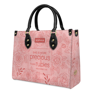 Faith Pink Flower Custom Quote HHRZ31051283JJ Leather Bag