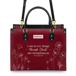 Faith Poppy Flower Custom Quote HHRZ30059053IH Leather Bag