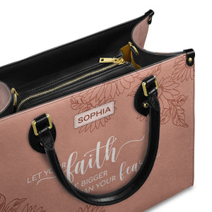 Faith Sunflower Custom Quote HHRZ31050156XA Leather Bag