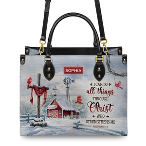 I Can Do All Things Through Christ Who Strengthens Me Philippians 4 13 Cardinal HHRZ31079568YN Leather Bag