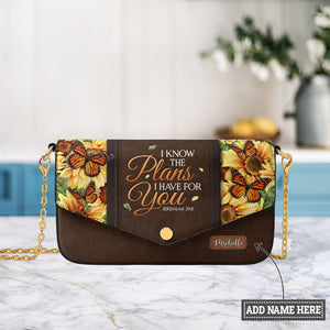 I Know The Plans I Have For You Jeremiah 29 11 Sunflower Butterfly NNRZ30078751GF Envelope Chain Crossbody Bag