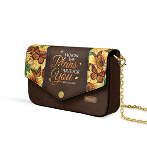 I Know The Plans I Have For You Jeremiah 29 11 Sunflower Butterfly NNRZ30078751GF Envelope Chain Crossbody Bag