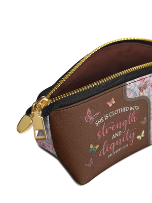 She Is Clothed With Strength And Dignity Proverbs 31 25 Butterfly Flower TTRZ04025138MC Eclipse Makeup Bag