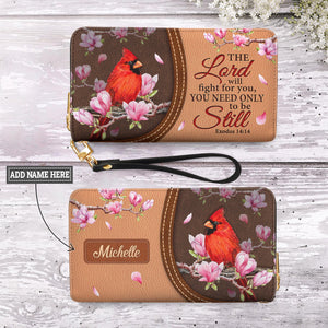 The Lord Will Fight For You Exodus 14 14 Cardinal NNRZ27030854IN Zip Around Leather Wallet