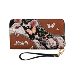 Walk By Faith Not By Sight 2 Corinthians 5 7 Butterfly Flower NNRZ27037268EH Zip Around Leather Wallet