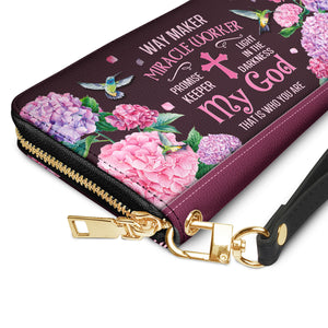 Way Maker Miracle Worker Hummingbird Hydrangea NNRZ27039763UB Zip Around Leather Wallet