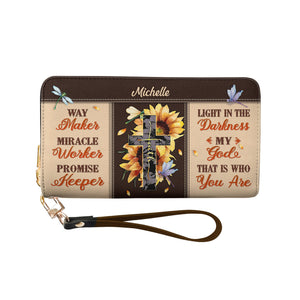 Way Maker Miracle Worker Sunflower Dragonfly NNRZ27039212IB Zip Around Leather Wallet