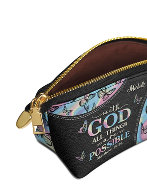 With God All Things Are Possible Matthew 19 26 Butterfly Hologram NNRZ04024237BT Eclipse Makeup Bag