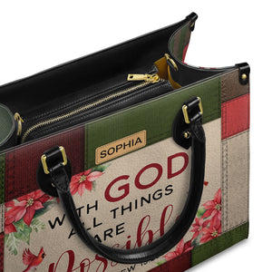 With God All Things Are Possible Matthew 19 26 HHRZ31078025KV Leather Bag